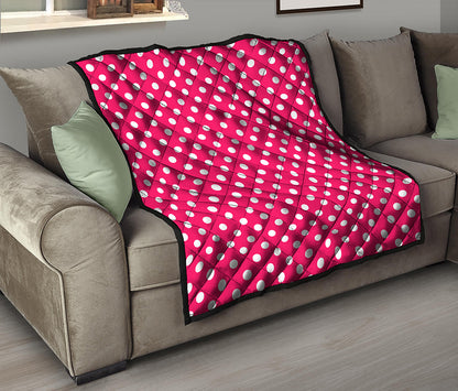 Hot Pink And White Polka Dot Print Quilt