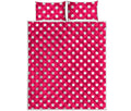 Hot Pink And White Polka Dot Print Quilt Bed Set