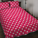 Hot Pink And White Polka Dot Print Quilt Bed Set