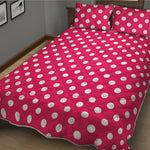Hot Pink And White Polka Dot Print Quilt Bed Set