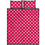 Hot Pink And White Polka Dot Print Quilt Bed Set