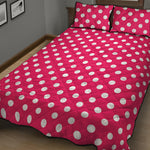 Hot Pink And White Polka Dot Print Quilt Bed Set