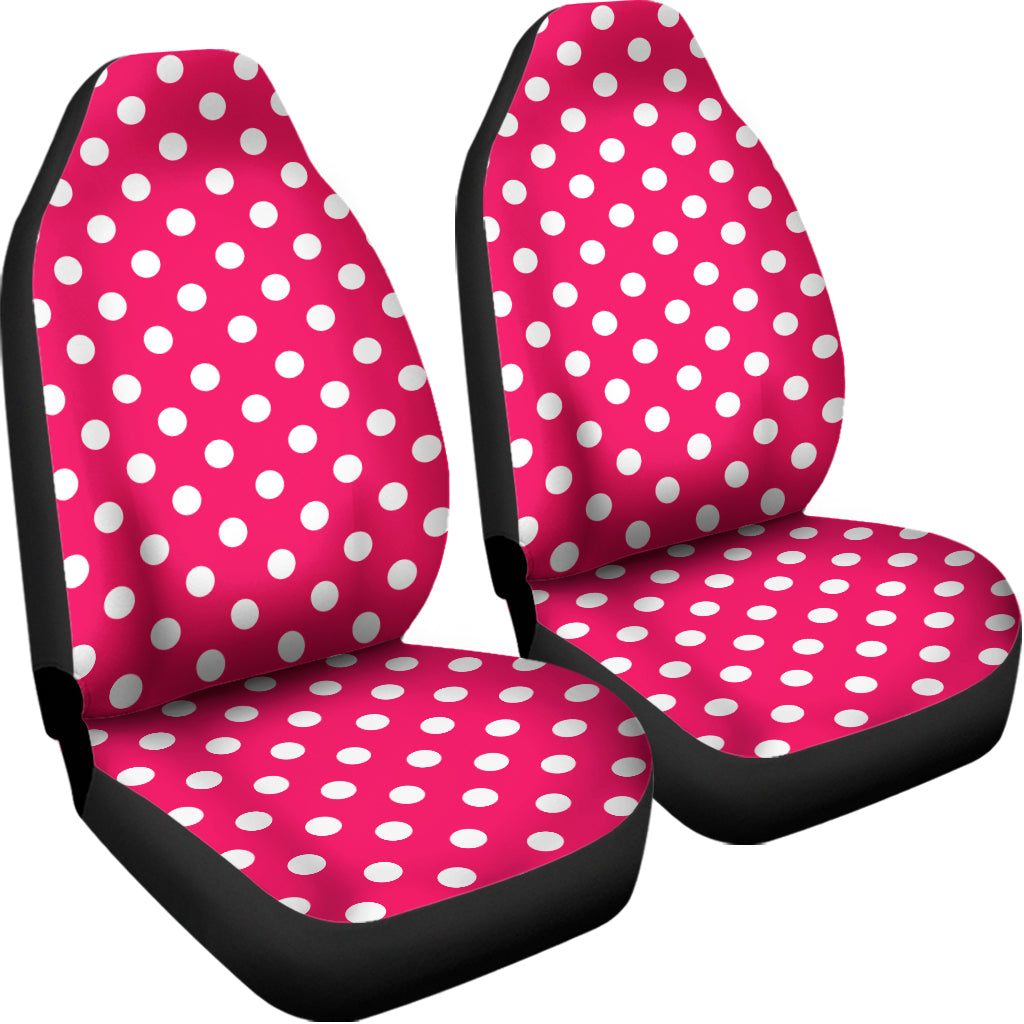 Hot Pink And White Polka Dot Print Universal Fit Car Seat Covers