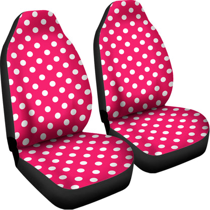 Hot Pink And White Polka Dot Print Universal Fit Car Seat Covers