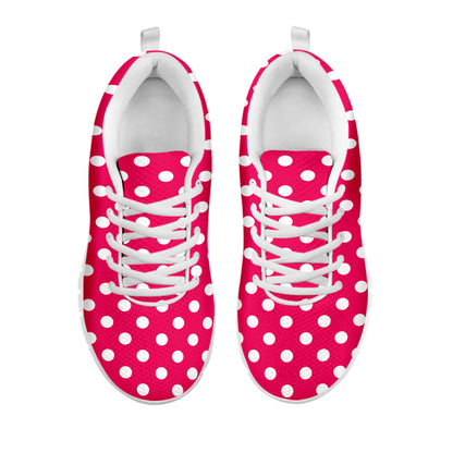 Hot Pink And White Polka Dot Print White Sneakers