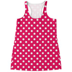Hot Pink And White Polka Dot Print Women's Racerback Tank Top