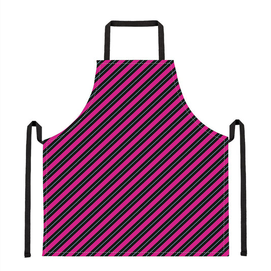 Hot Pink Black And Blue Stripes Print Apron