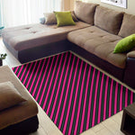 Hot Pink Black And Blue Stripes Print Area Rug
