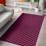 Hot Pink Black And Blue Stripes Print Area Rug