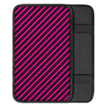 Hot Pink Black And Blue Stripes Print Car Center Console Cover