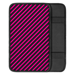 Hot Pink Black And Blue Stripes Print Car Center Console Cover