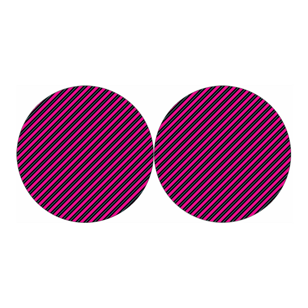 Hot Pink Black And Blue Stripes Print Car Coasters