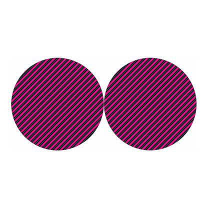 Hot Pink Black And Blue Stripes Print Car Coasters