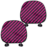 Hot Pink Black And Blue Stripes Print Car Headrest Covers