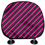 Hot Pink Black And Blue Stripes Print Car Headrest Covers