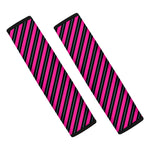 Hot Pink Black And Blue Stripes Print Car Seat Belt Covers