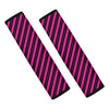 Hot Pink Black And Blue Stripes Print Car Seat Belt Covers