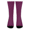 Hot Pink Black And Blue Stripes Print Crew Socks