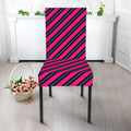 Hot Pink Black And Blue Stripes Print Dining Chair Slipcover