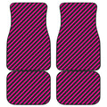 Hot Pink Black And Blue Stripes Print Front and Back Car Floor Mats