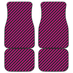 Hot Pink Black And Blue Stripes Print Front and Back Car Floor Mats