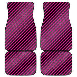 Hot Pink Black And Blue Stripes Print Front and Back Car Floor Mats