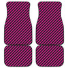 Hot Pink Black And Blue Stripes Print Front and Back Car Floor Mats