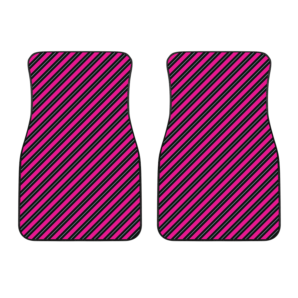 Hot Pink Black And Blue Stripes Print Front Car Floor Mats