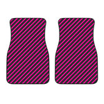 Hot Pink Black And Blue Stripes Print Front Car Floor Mats