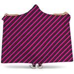 Hot Pink Black And Blue Stripes Print Hooded Blanket