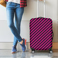 Hot Pink Black And Blue Stripes Print Luggage Cover