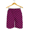 Hot Pink Black And Blue Stripes Print Men's Shorts