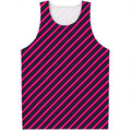 Hot Pink Black And Blue Stripes Print Men's Tank Top