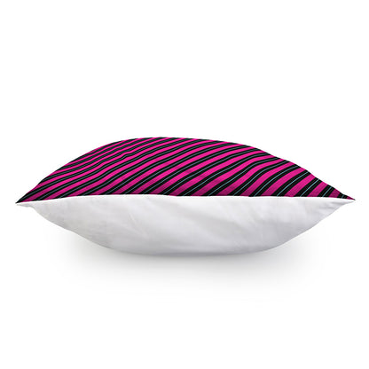 Hot Pink Black And Blue Stripes Print Pillow Cover