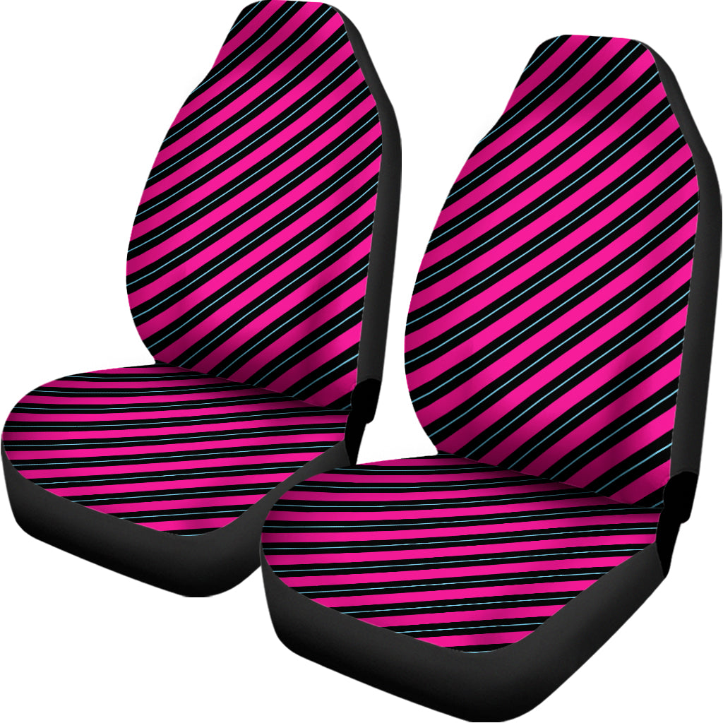 Hot Pink Black And Blue Stripes Print Universal Fit Car Seat Covers