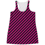 Hot Pink Black And Blue Stripes Print Women's Racerback Tank Top