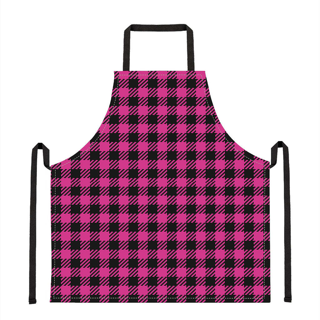 Hot Pink Buffalo Plaid Print Apron