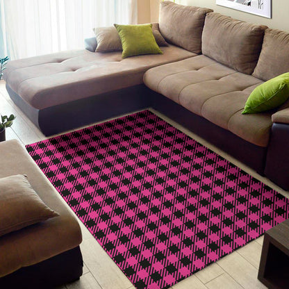 Hot Pink Buffalo Plaid Print Area Rug