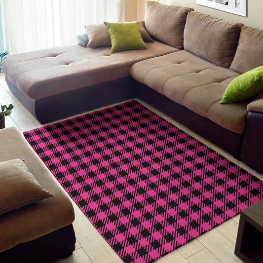 Hot Pink Buffalo Plaid Print Area Rug