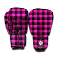Hot Pink Buffalo Plaid Print Boxing Gloves