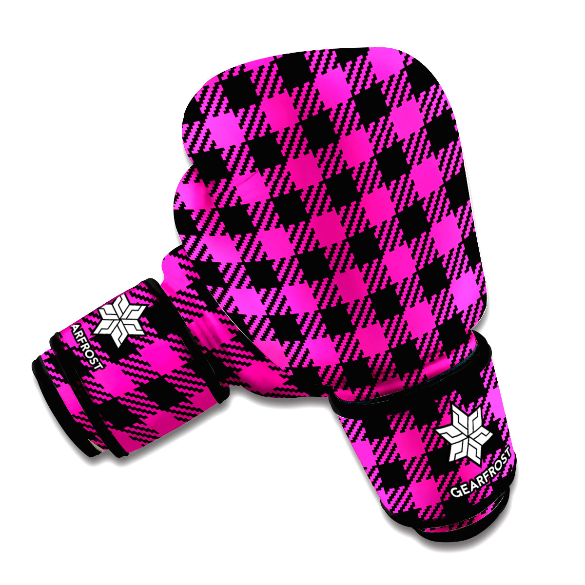Hot Pink Buffalo Plaid Print Boxing Gloves