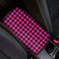 Hot Pink Buffalo Plaid Print Car Center Console Cover