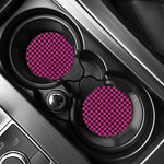 Hot Pink Buffalo Plaid Print Car Coasters