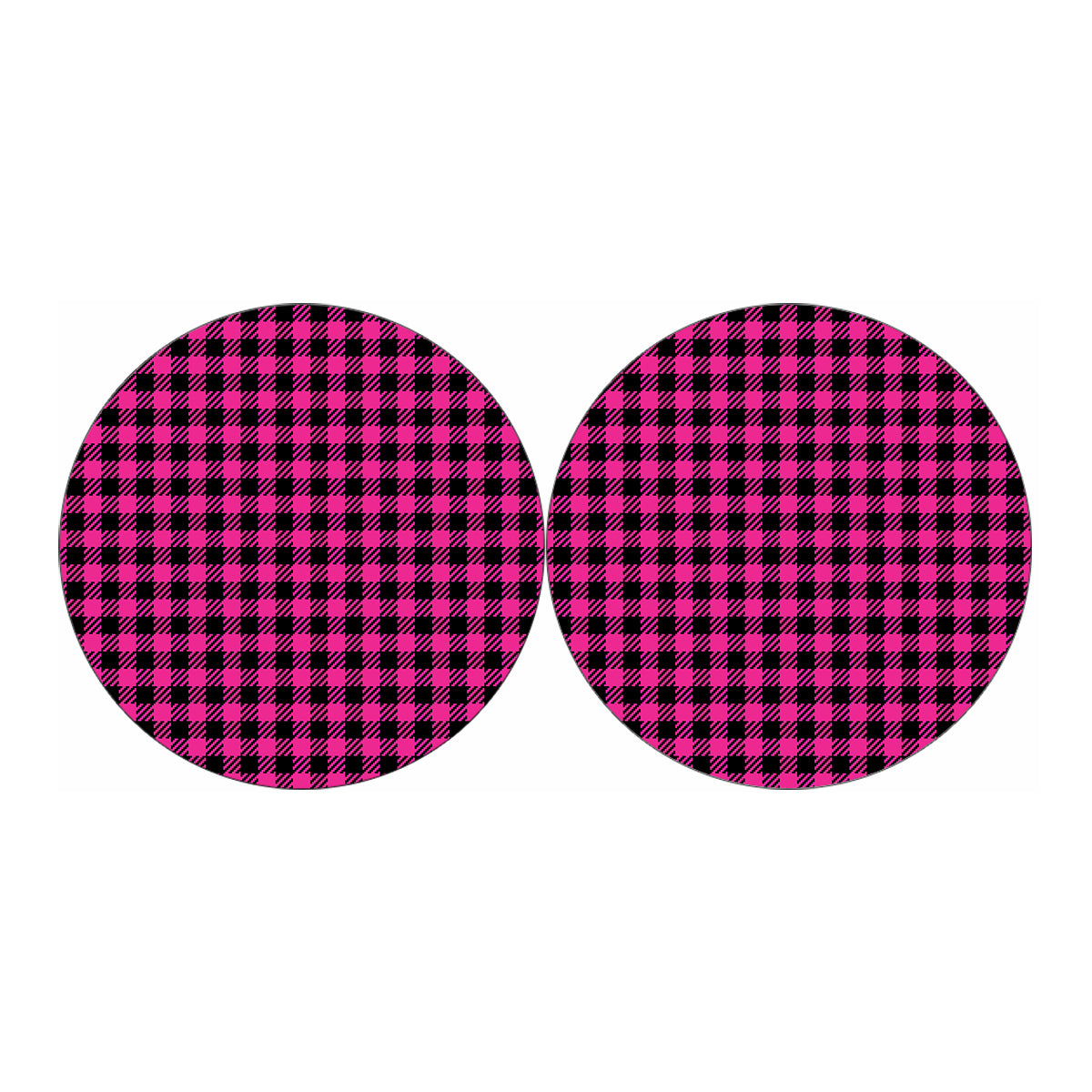 Hot Pink Buffalo Plaid Print Car Coasters