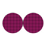 Hot Pink Buffalo Plaid Print Car Coasters
