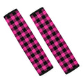 Hot Pink Buffalo Plaid Print Car Seat Belt Covers