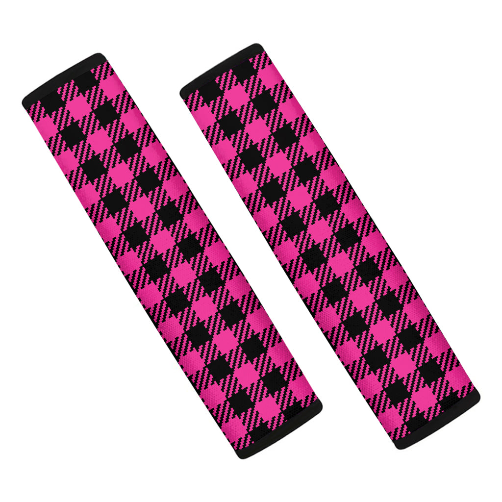 Hot Pink Buffalo Plaid Print Car Seat Belt Covers