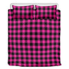 Hot Pink Buffalo Plaid Print Duvet Cover Bedding Set