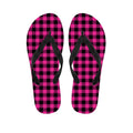 Hot Pink Buffalo Plaid Print Flip Flops