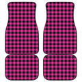 Hot Pink Buffalo Plaid Print Front and Back Car Floor Mats